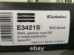 Electrotren e3421s diesel automotor renfe 592 version azul/amarillo dcc sound