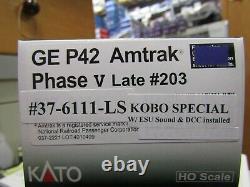 Kato 37-6111-ls Ho Amtrak P-42 Phase V Late Rd#203 Kobo Esu Loksound & DCC