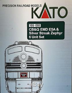 N Scale KATO'EMD E5A & Silver Streak Zephyr 6 Unit Set' DCC Ready Item #106-090