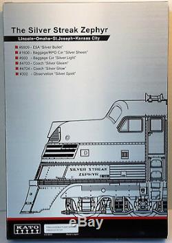 N Scale KATO'EMD E5A & Silver Streak Zephyr 6 Unit Set' DCC Ready Item #106-090